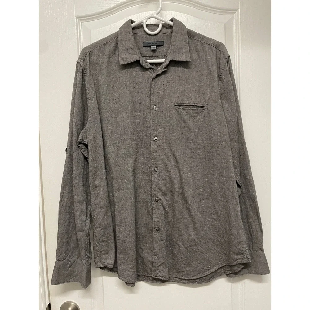 John Varvatos Textured Casual Collared Button Down Date Night Shirt - Sz Large - Picture 2 of 9